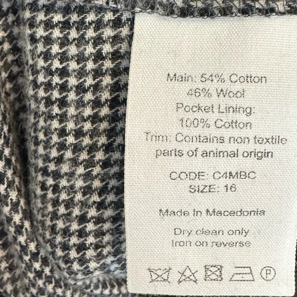 TOAST Plaid Wool Pleat Front Houndstooth Trousers UK Size 16 US Size 12 XL - Picture 5 of 14